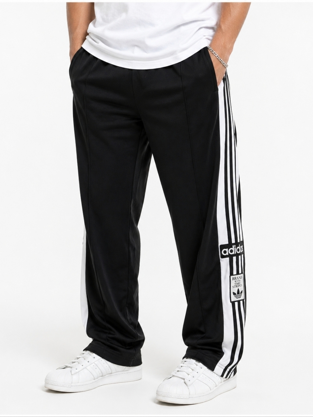 💜 Adidas Originals Black 3 Stripe Track Pants Trefoil Logo 2XL